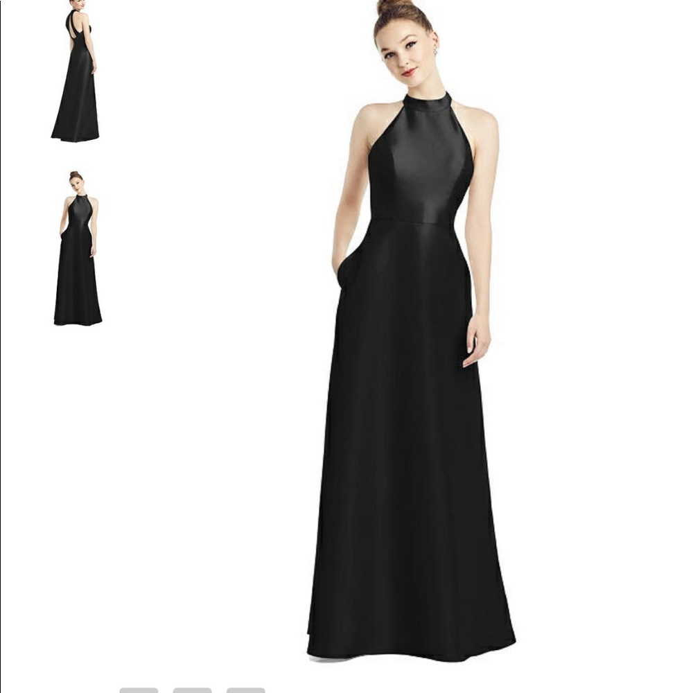 Alfred Sung Satin Twill Dress Halter Neckline